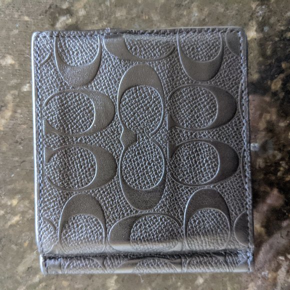 Coach Leather Wallet with Money Clip - Black - Picture 1 of 4
